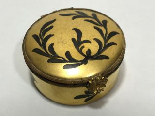 Vtg Hand Painted Limoges France Gold Hinged Porcelain Trinket Pill Box