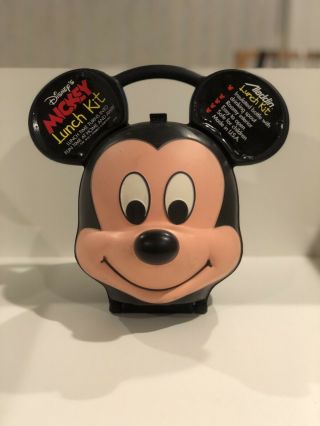 Vintage Disney Aladdin Mickey Mouse Head Lunch Box / Kit W/ Thermos -