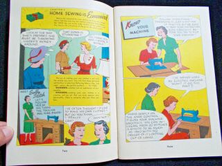 RARE HTF Vintage 1950 ' s HOME SEWING IS EASY by SALLY STITCH Comic Book Mershaw 8