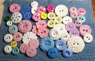 Group Of Pretty Pastel Vintage Plastic Buttons