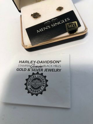 Harley Davidson Stamper Black Hills Gold Mens Earring Singles 14k
