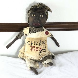 Primitive Folk Art Rag Doll Black African Americana Distressed Country Chic 22”