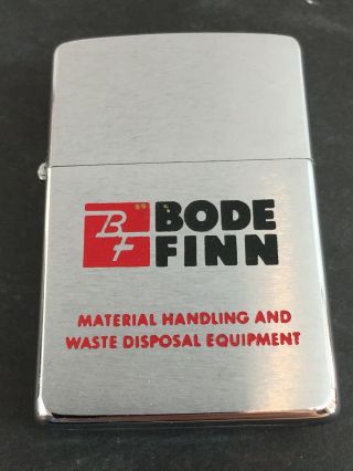 1972 Zippo Lighter - Advertising Bode Finn Waste Disposal Equipment