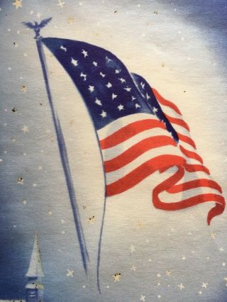 Patriotic Flag Red White Blue Vintage WWII Christmas Card World War II 2