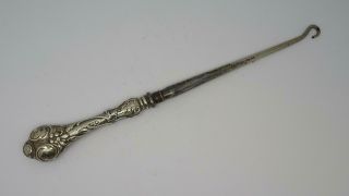 Antique Large Sterling Silver Ornate Button Hook C1900