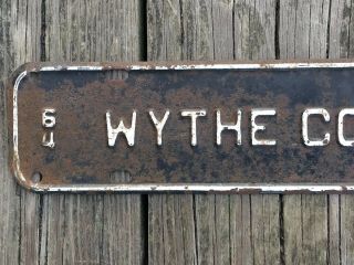 1964 Wythe CO County License Plate Tag Topper Virginia Va Chevy Ford 64 Hot Rod 3