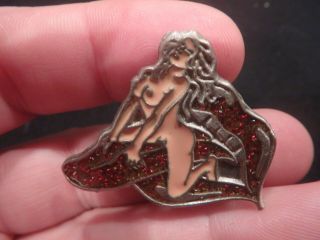 Sexy Metal Pin,  Metal,  Vintage,  Old,  Rare,  Antique,  Lips And Woman,  Novelty,  Nude,  Naked