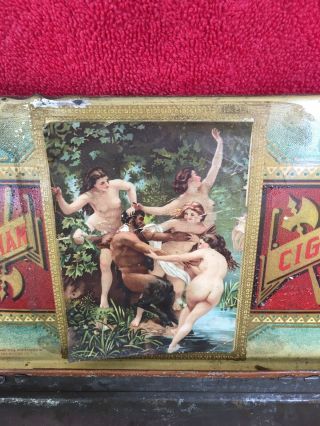 VINTAGE THE HOFFMAN HOUSE BOUQUE TOBACCO TIN ADVERTISING VICTORIAS CIGAR SIGN 2