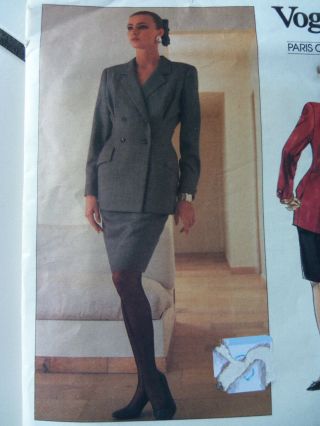 Vtg VOGUE Christian Dior Pairis Couture SUIT Jacket Skirt Pattern 14 3
