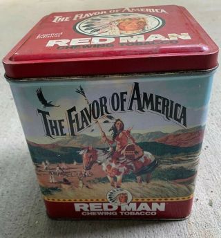 Red Man Vintage Chewing Tobacco Canister Tin Limited Edition 1991