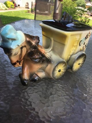 Vintage American Bisque Usa Pottery Cookie Jar Donkey Cart Cookies And Milk Cat