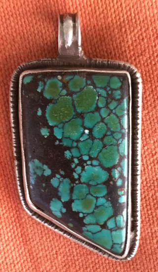 Large Square Turquoise Pendant W/ Silver Zodiac Animal For Dharma