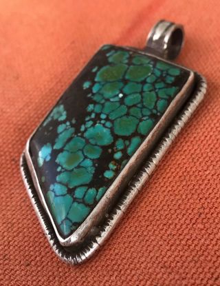 Large Square Turquoise Pendant w/ Silver Zodiac Animal for Dharma 3