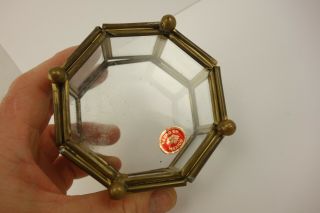 Vintage Miniature Brass Glass Curio Display Case Box Jewelry 3