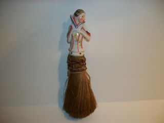 Half Doll Brush Art Deco Flapper Lady With Head Turned Antique Porcelain