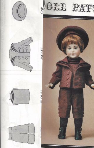14.  5&17 " Antique Sfbj Boy Sailor/middy Suit Knickers/pants Jacket Hat/cap Pattern