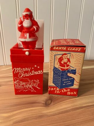 Vintage Santa Claus Jack - In - The - Box Bradford Christmas Children’s Toy Plastic