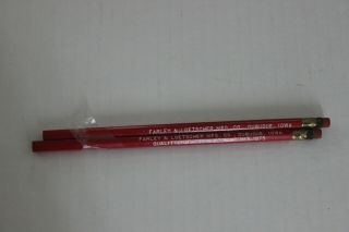 2 Vintage Farley & Loetscher Mfg.  Co.  Dubuque Iowa Pencils Red Advertising