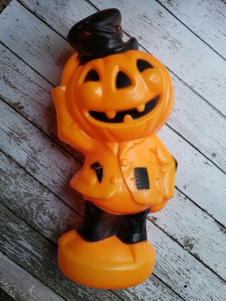 Vintage Empire Plastic 1969 Jack - O - Lantern Halloween Blow Mold Pumpkin Scarecrow