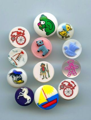 12 Colorful - - Early Plastic Buttons - - Children 