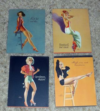 1930s 4 Diff Pin Up Girl Calendar Tops By Earl Moran 39