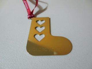 Georg Jensen Christmas Ornament / Gift Tag Sock Stocking Hearts 24K Plated P3035 2