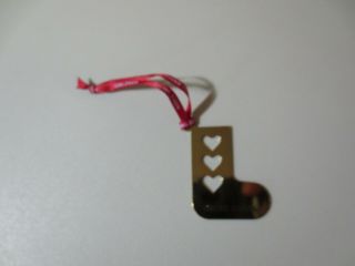 Georg Jensen Christmas Ornament / Gift Tag Sock Stocking Hearts 24K Plated P3035 4