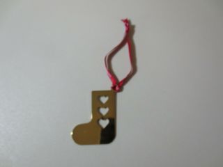 Georg Jensen Christmas Ornament / Gift Tag Sock Stocking Hearts 24K Plated P3035 5