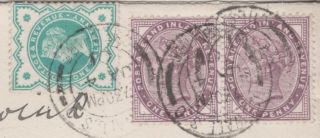 1901 QV GB COVER WITH A GREEN JUBILEE & TWO LILAC STAMPS SENT TO BAVARIA 2