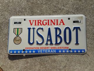 Virginia Operation Desert Shield/storm Veteran License Plate Usabot