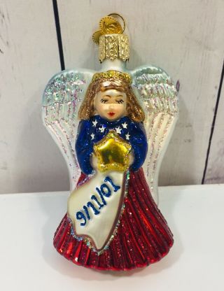Old World Christmas American 9/11 Angel Glass Ornament September 11th