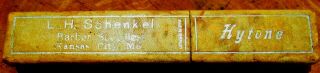 Vintage L H Schenkel Hytone Straight Razor Box Only Kansas City Mo Germany