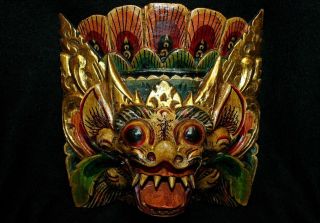 Balinese Mask Guardian Singa Lion Barong Topeng Demon Bali Wall Art carved wood 2