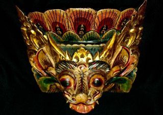 Balinese Mask Guardian Singa Lion Barong Topeng Demon Bali Wall Art carved wood 5