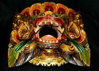 Balinese Mask Guardian Singa Lion Barong Topeng Demon Bali Wall Art carved wood 6