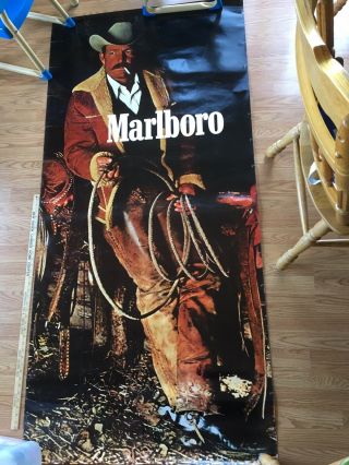 Vintage Huge Marlboro Man Cigarette Store Promo Poster Cowboy 74 " X38 " 1985 Rare