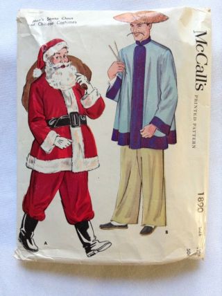 Mccalls Early Sewing Pattern 1890 Mens Santa Clause And Chinese Costumes