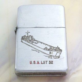 1937 - 1950 Era Zippo Lighter - " U.  S.  S Lst 32 " - Fired With Broken Toggle Spring