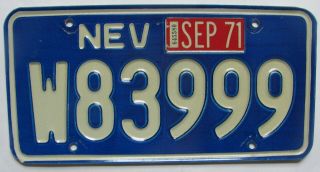1971 Nevada Car License Plate