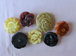 7 collectable Wacky CELLULOID buttons - EXTRUDED SPAGHETTI BOW WOVEN (12) 5