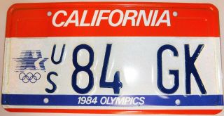1984 U.  S.  Olympics California License Plate Nos Olympic Seal