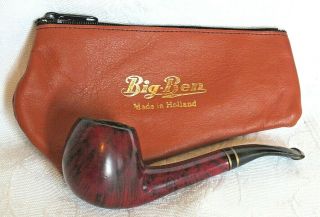Mustang Big Ben No 042 Bent Apple Red Briar Holland Estate Pipe With Soft Case
