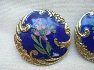 Two French Antique Enamel & Gilt Metal Buttons 2