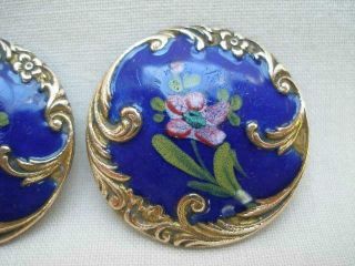 Two French Antique Enamel & Gilt Metal Buttons 3