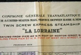 CGT FRENCH LINE SS LA LORRAINE Color Coded Deck Plan 2