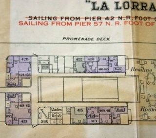 CGT FRENCH LINE SS LA LORRAINE Color Coded Deck Plan 3
