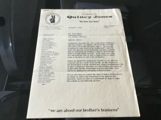 Quincy Jones & Muhammad Ali 1974 Tribute Show Signed Letter Sent To Brock Peters