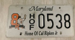 Cal Ripken Jr.  Car License Maryland Ripken 8