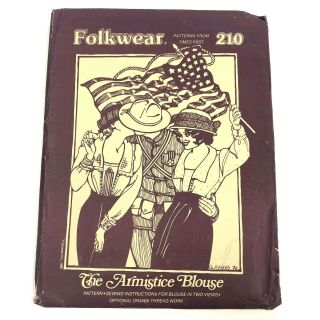 Folkwear Pattern 210 The Armistice Blouse Usa Vintage 1980s Sewing Shirt Craft