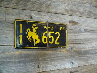 1965 Wyoming License Plate In Found Rustic Look Or Restore